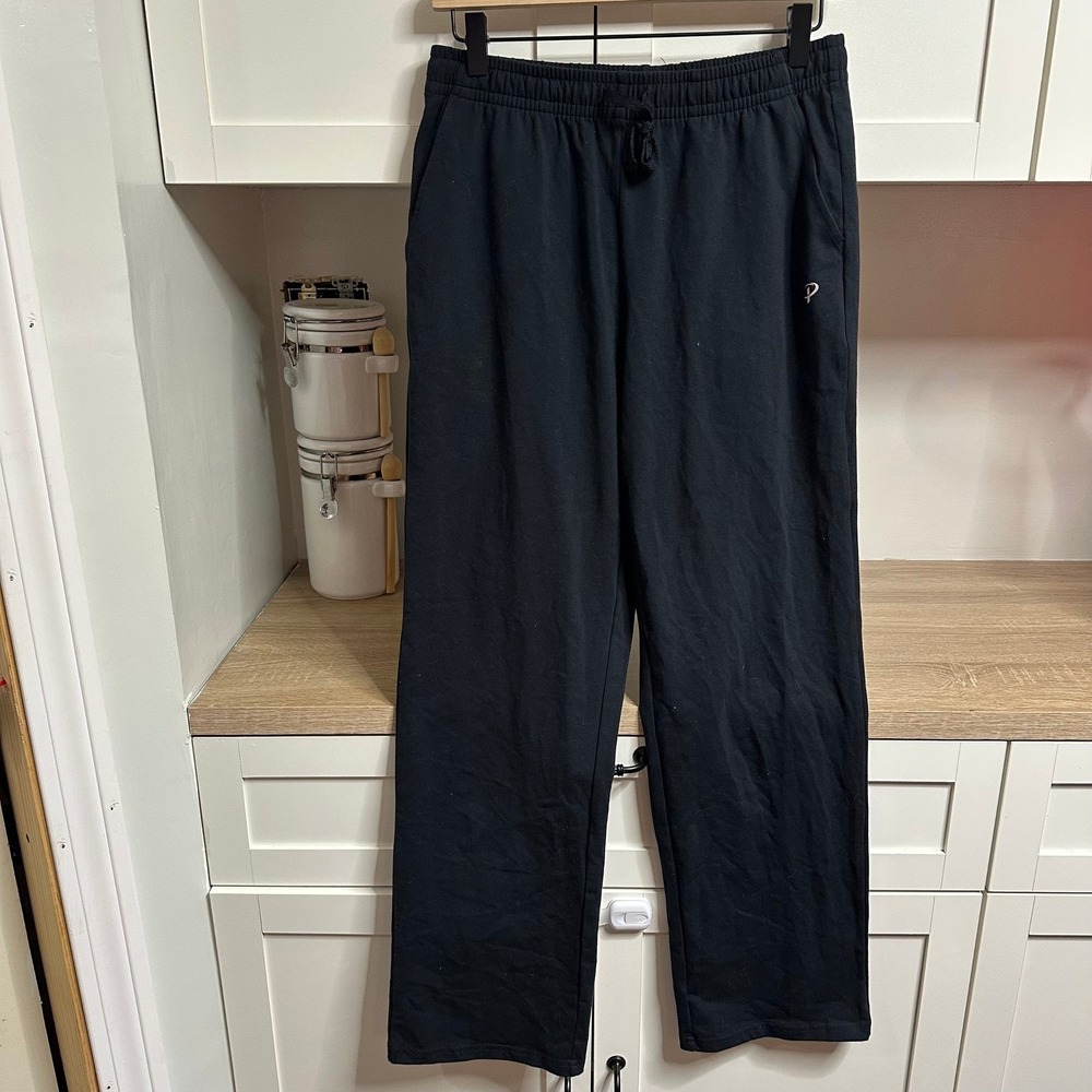 Pudolla Sweatpants Mens‎ S Black Wide Leg Drawstring Active Lounge Yoga Pants